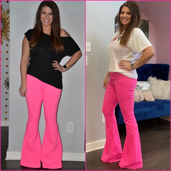 Hot Pink Bell Bottom Jeans / S-XL / 34” Inseam - Picture 3 of 3